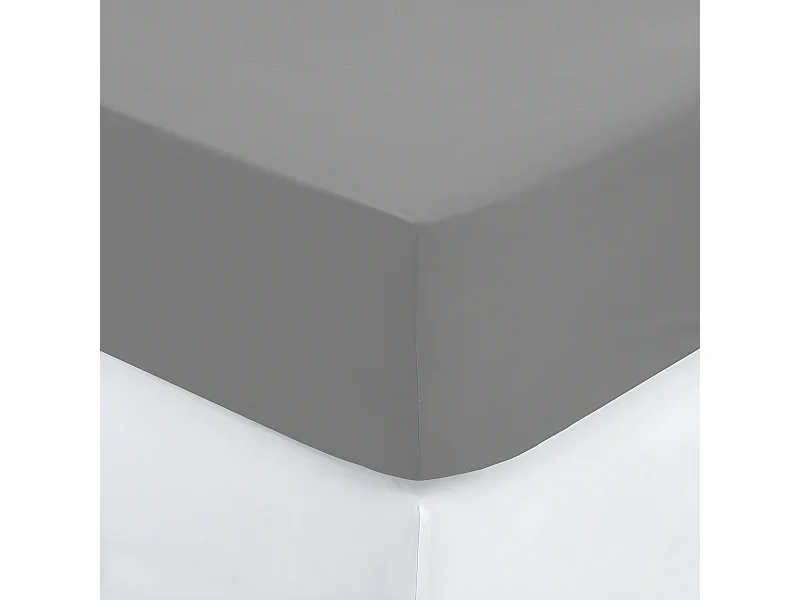 Drap Housse 1 Personne "Percale" 90x190cm Gris