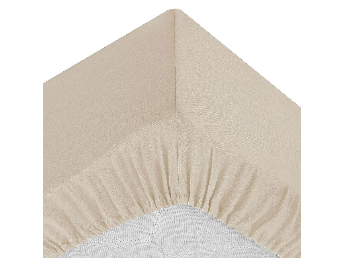 Drap Housse 2 Personnes "Percale" 140x190cm Beige Lin
