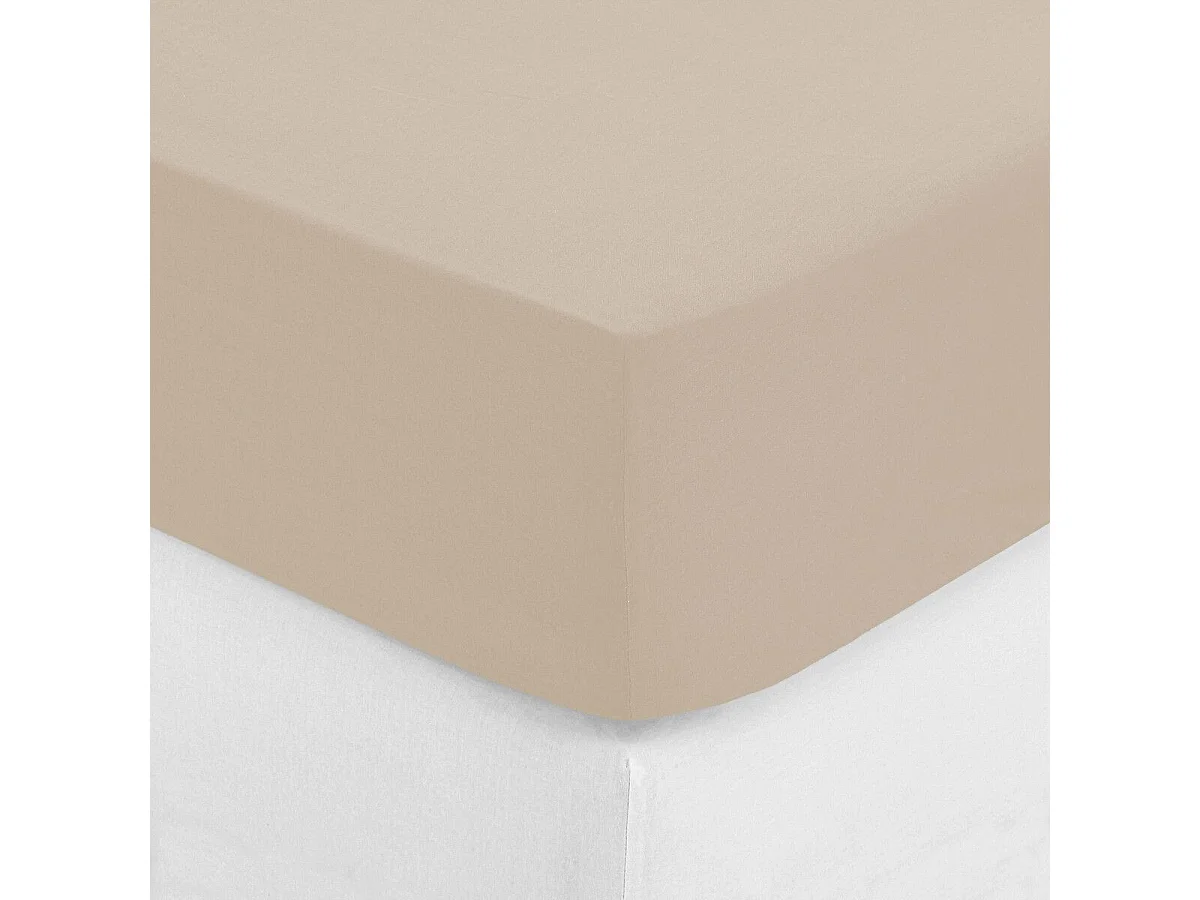 Drap Housse 1 Personne "Percale" 90x190cm Beige Lin