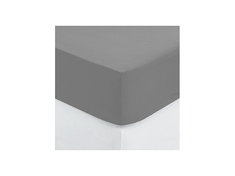 Drap Housse 2 Personnes "Percale" 140x190cm Gris