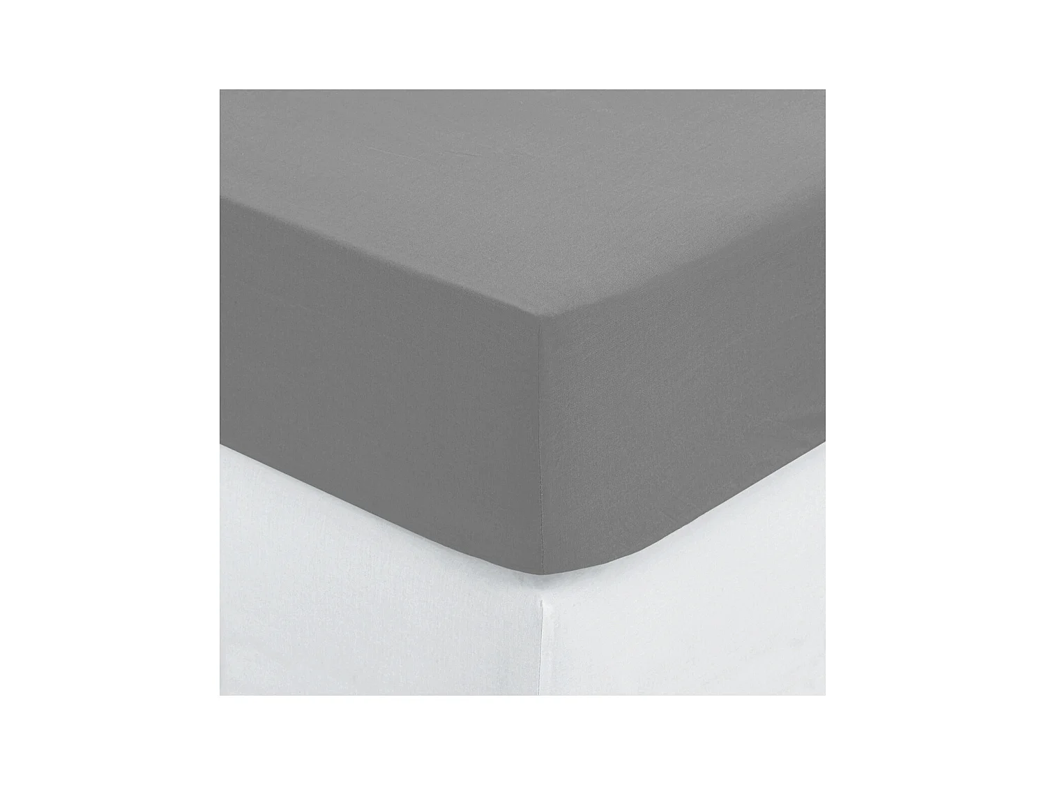 Drap Housse 2 Personnes "Percale" 140x190cm Gris