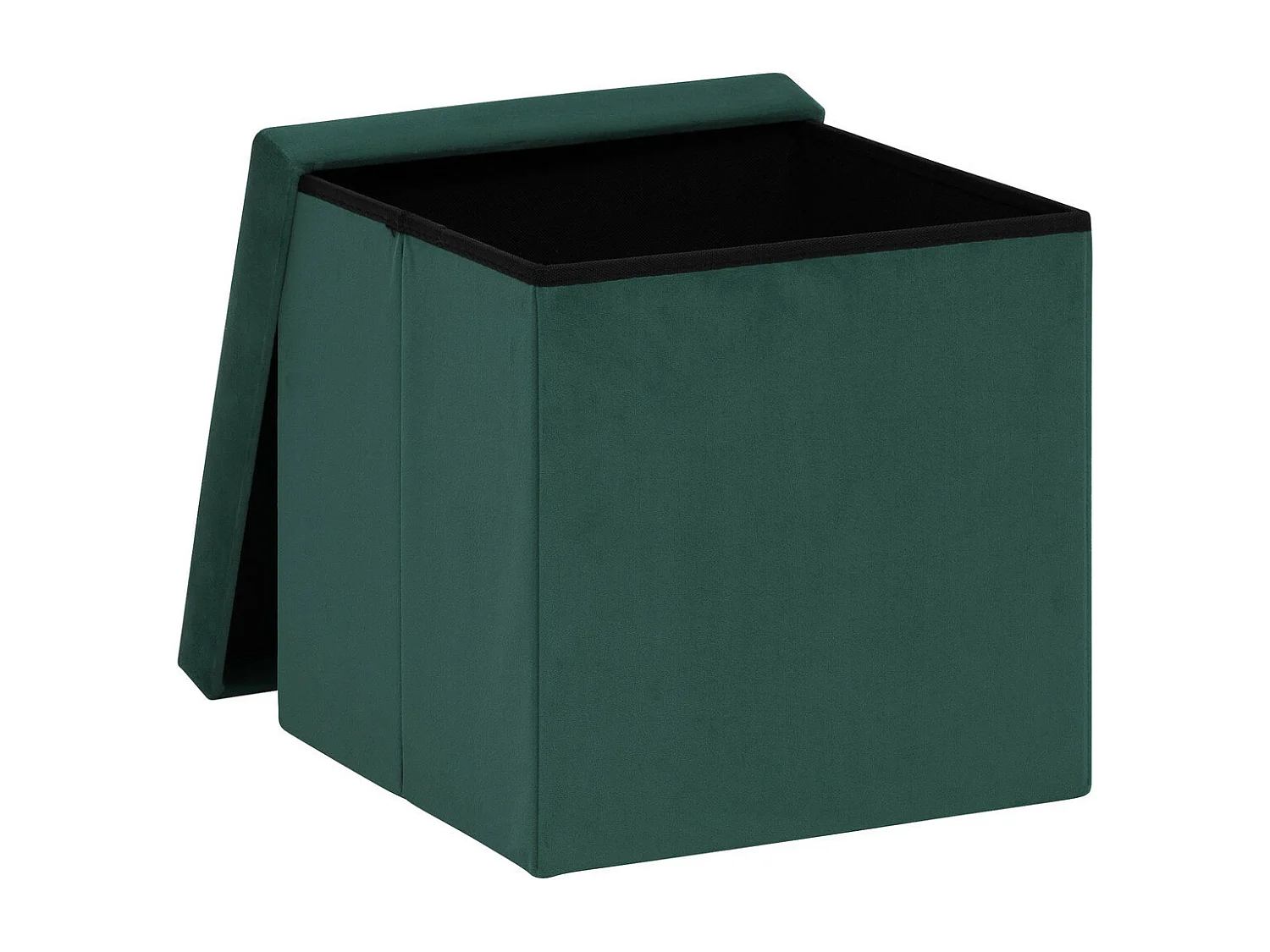 2 en 1 Pouf pliant et coffre de rangement Velours Vert cèdre 38 x 38 cm