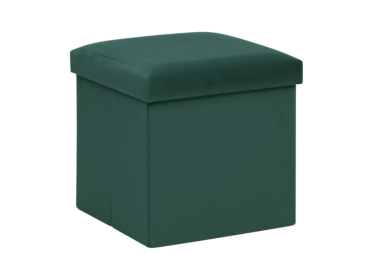 2 en 1 Pouf pliant et coffre de rangement Velours Vert cèdre 38 x 38 cm