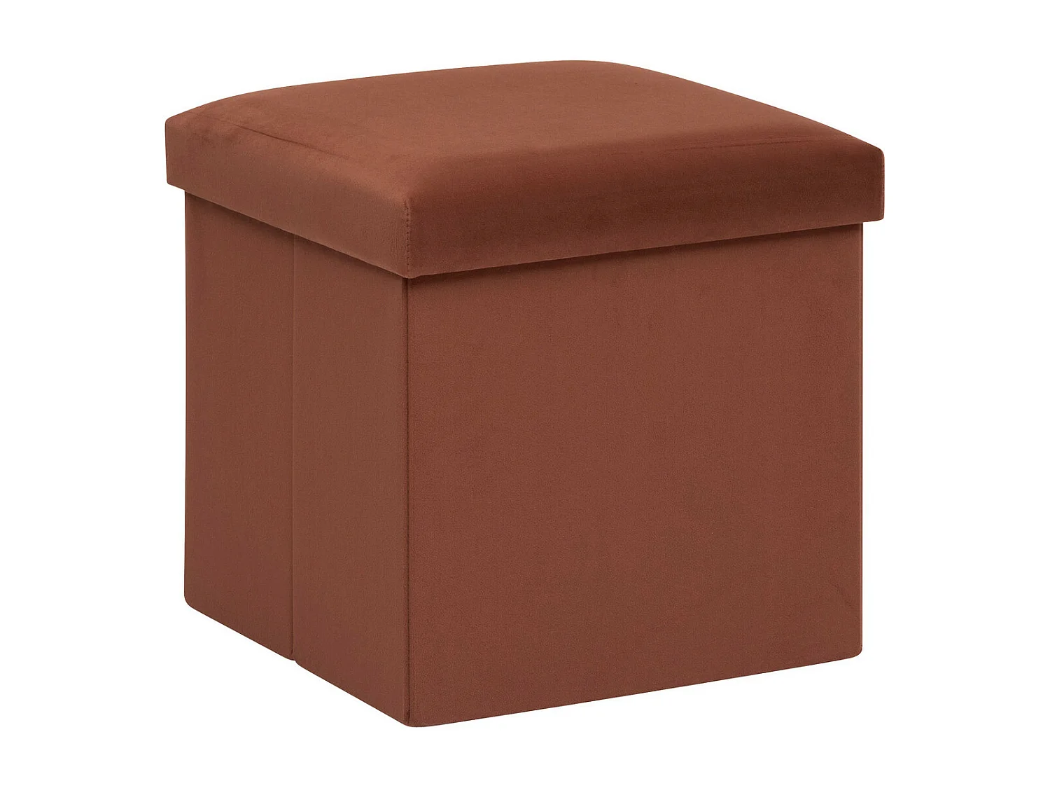 2 en 1 Pouf pliant et coffre de rangement Velours Ambre 38 x 38 cm
