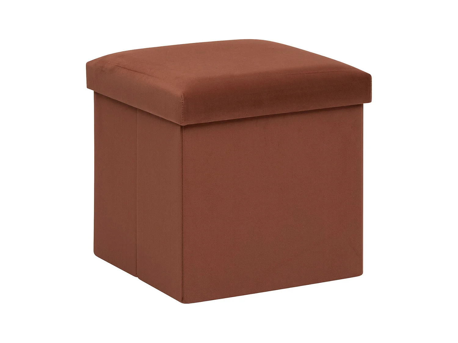 2 en 1 Pouf pliant et coffre de rangement Velours Ambre 38 x 38 cm