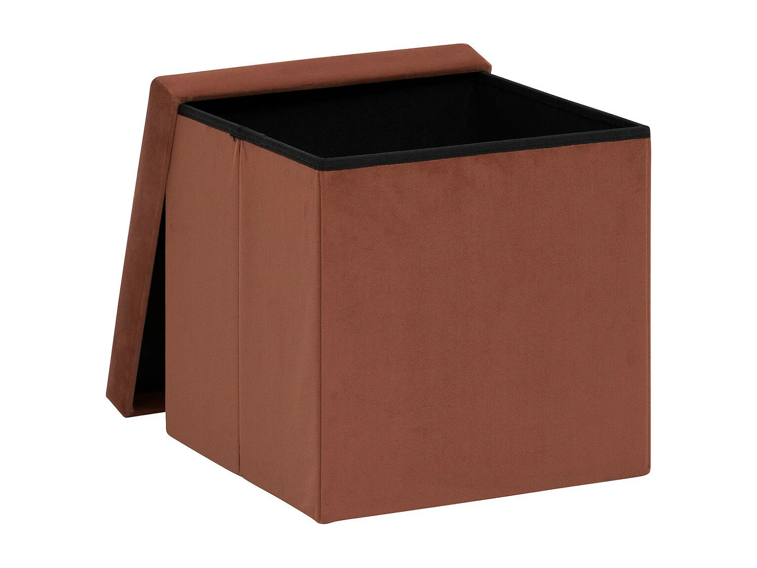 2 en 1 Pouf pliant et coffre de rangement Velours Ambre 38 x 38 cm