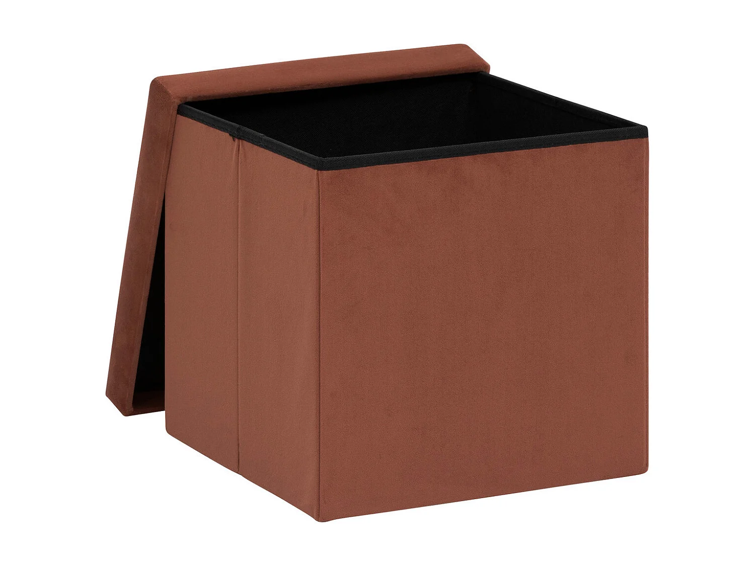 2 en 1 Pouf pliant et coffre de rangement Velours Ambre 38 x 38 cm