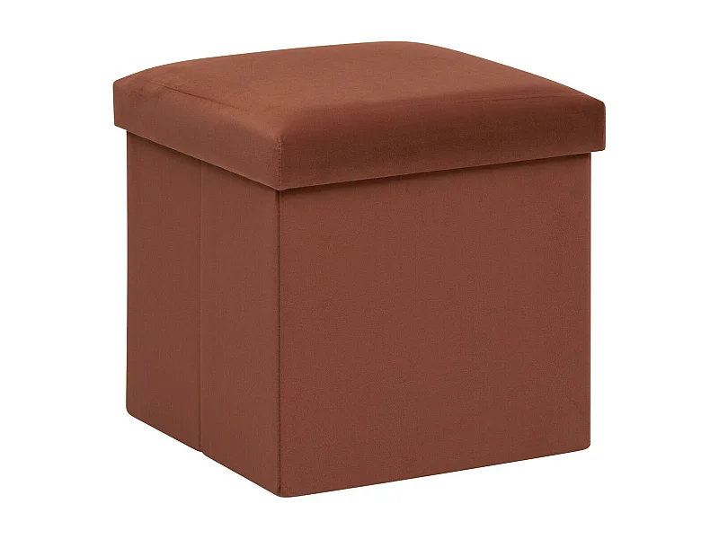 2 en 1 Pouf pliant et coffre de rangement Velours Ambre 38 x 38 cm