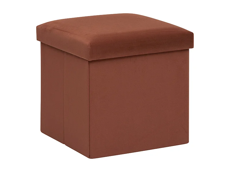 2 en 1 Pouf pliant et coffre de rangement Velours Ambre 38 x 38 cm