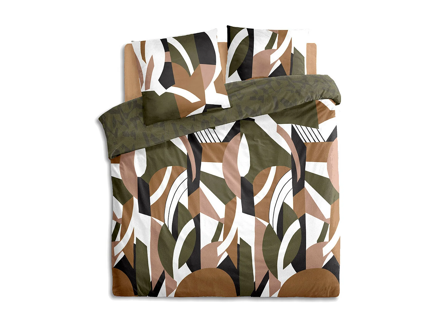 Parure de lit 2 Personnes 240 x 220 cm Housse de couette avec 2 taies en Coton Imprimé Arik