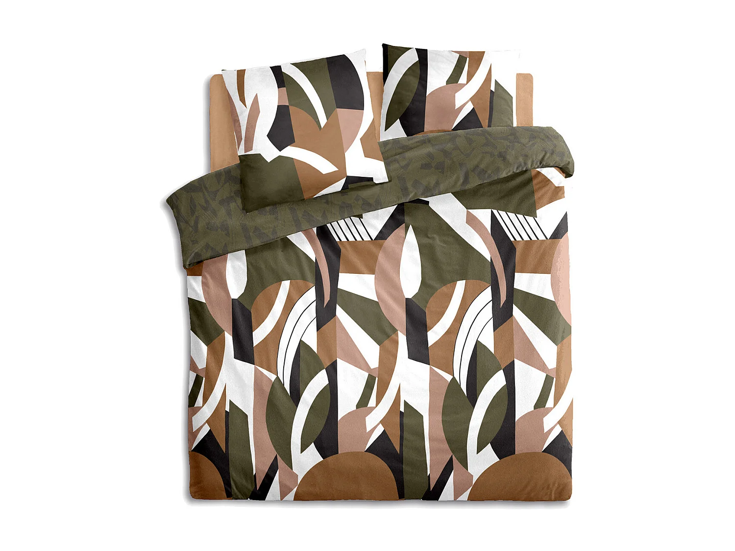 Parure de lit 2 Personnes 240 x 220 cm Housse de couette avec 2 taies en Coton Imprimé Arik