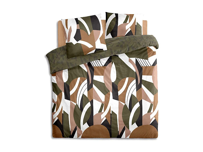 Parure de lit 2 Personnes 260 x 240 cm Housse de couette avec 2 taies en Coton Imprimé Arik