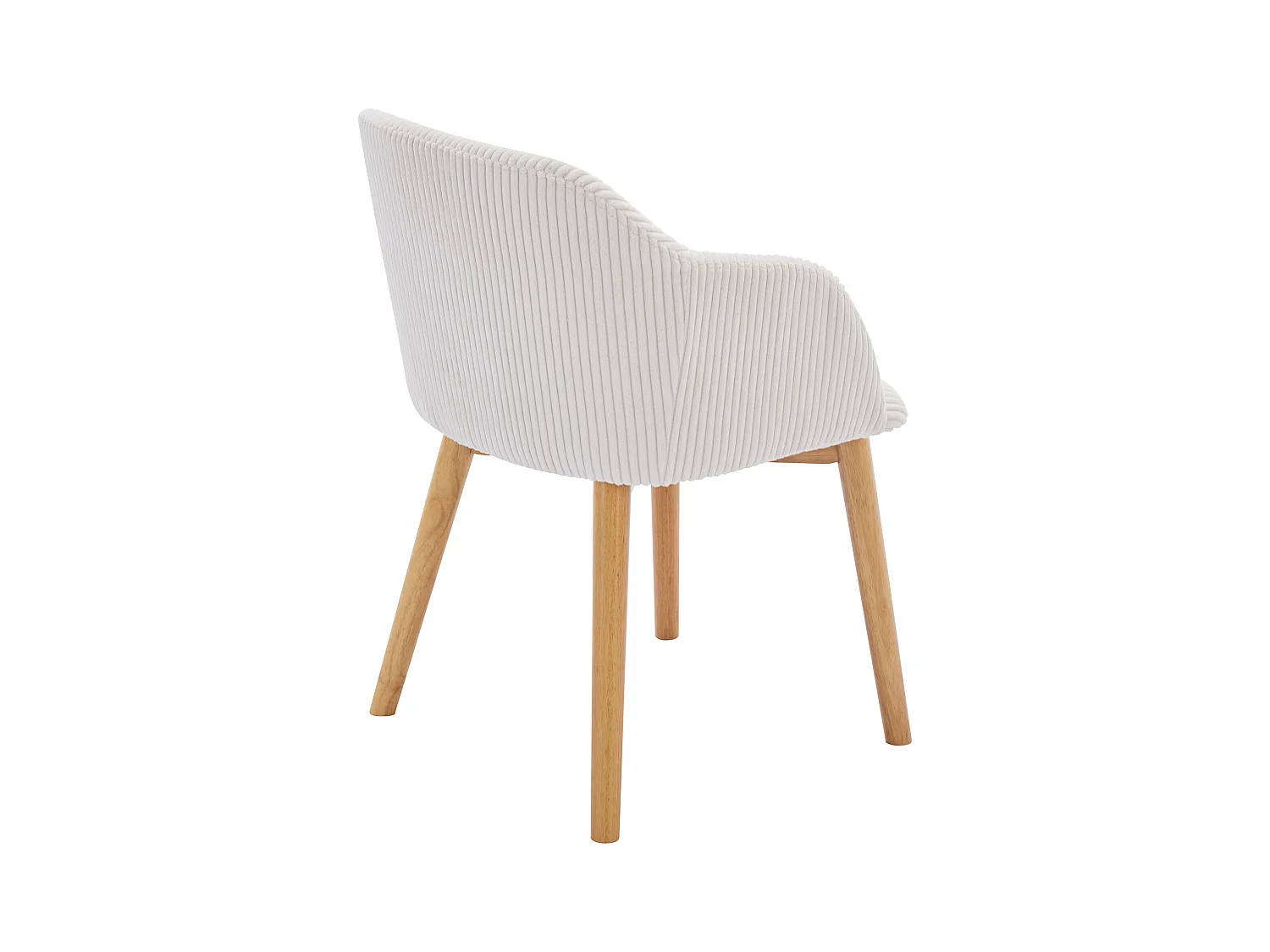 Sedia con braccioli in Velluto a coste e Legno di hevea Panna - Lotto di 2 - JELISA