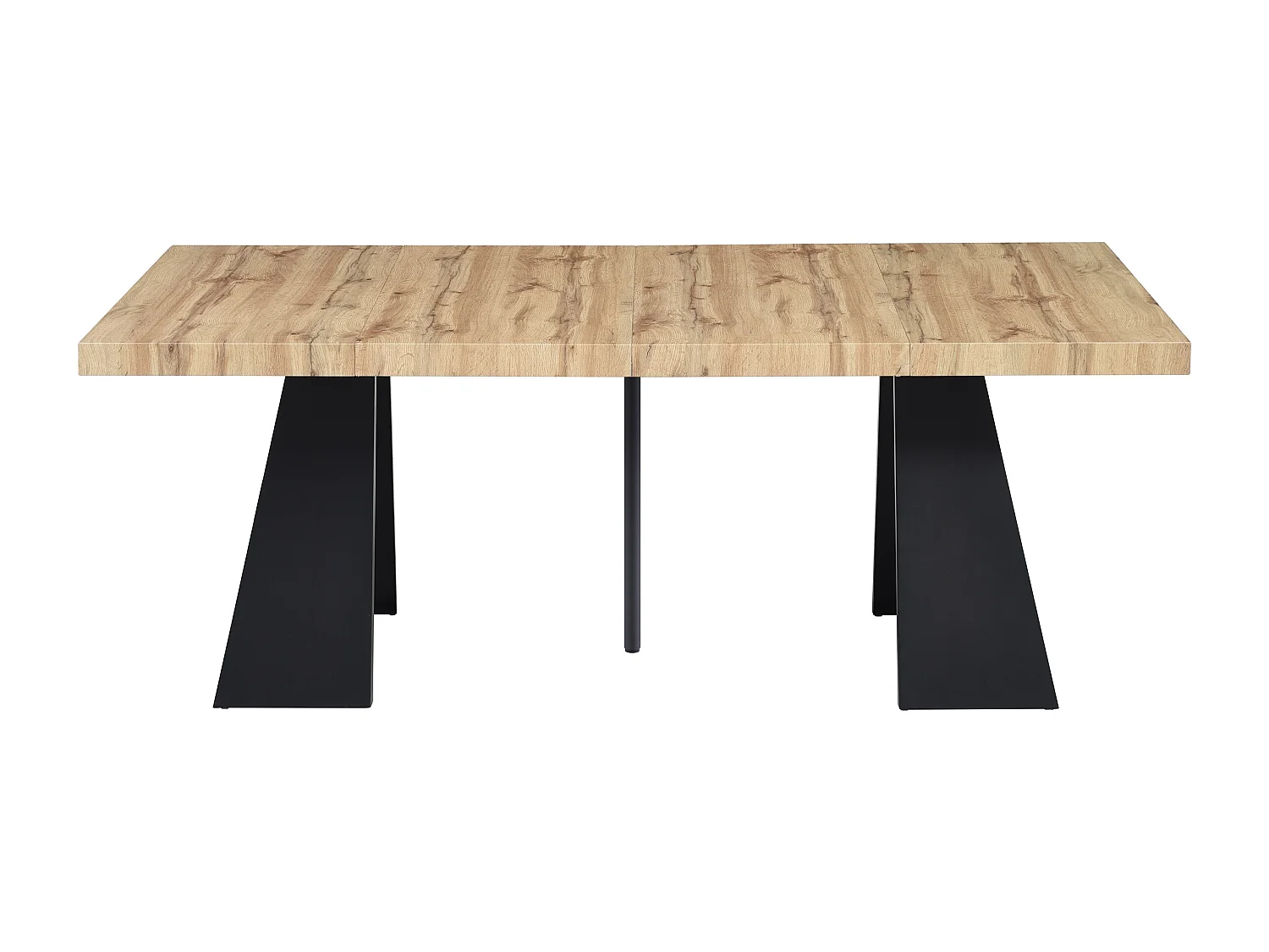 Table à manger extensible 4 à 10 personnes en MDF et métal - Naturel et noir - EMELIA