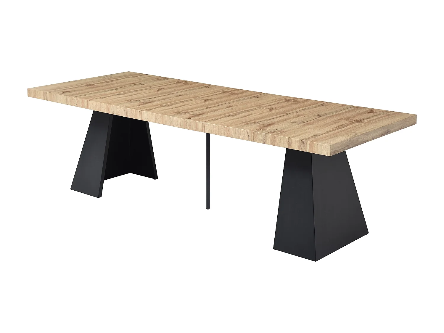 Table à manger extensible 4 à 10 personnes en MDF et métal - Naturel et noir - EMELIA