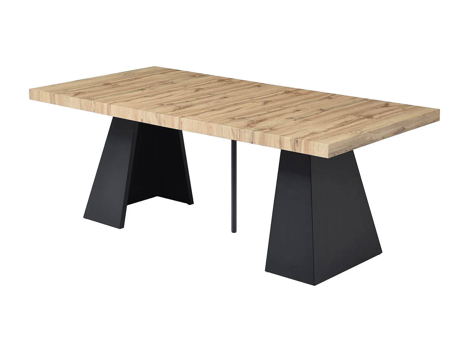 Table à manger extensible 4 à 10 personnes en MDF et métal - Naturel et noir - EMELIA