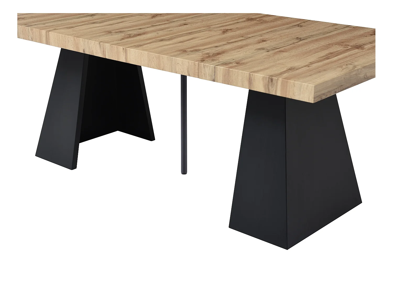 Table à manger extensible 4 à 10 personnes en MDF et métal - Naturel et noir - EMELIA