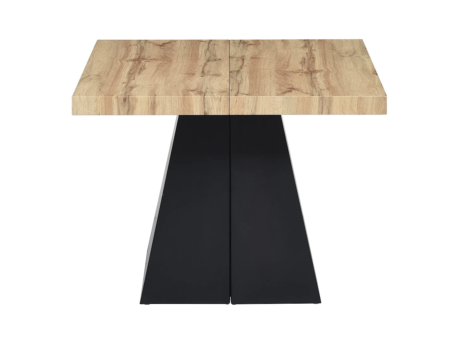 Mesa de comedor extensible de 4 a 10 personas en MDF y metal - Natural y negro - EMELIA