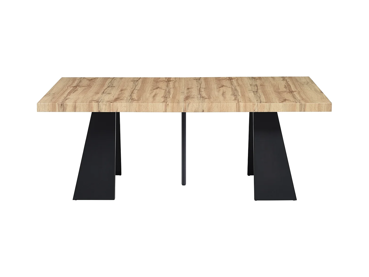 Mesa de comedor extensible de 4 a 10 personas en MDF y metal - Natural y negro - EMELIA