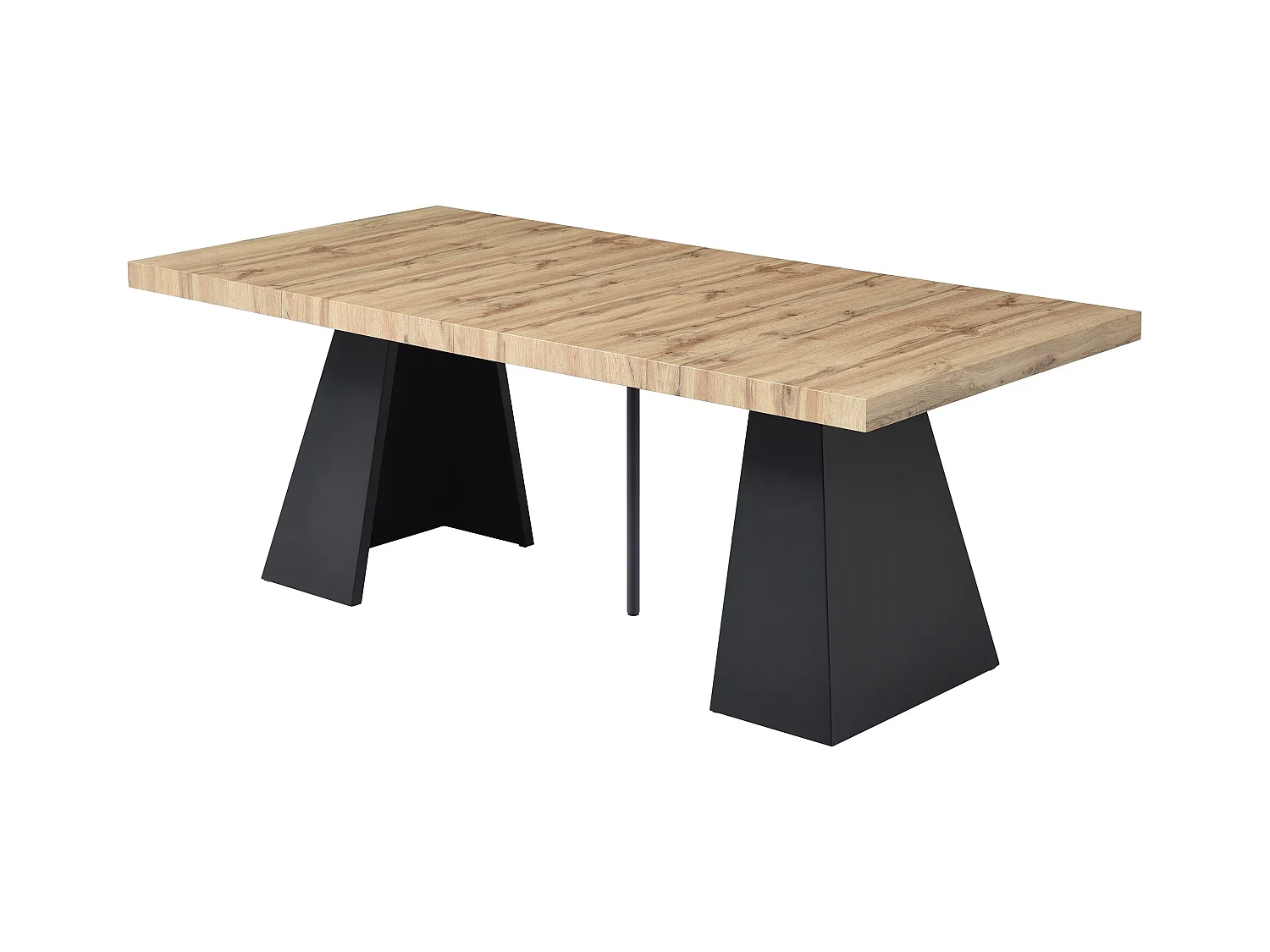 Mesa de comedor extensible de 4 a 10 personas en MDF y metal - Natural y negro - EMELIA