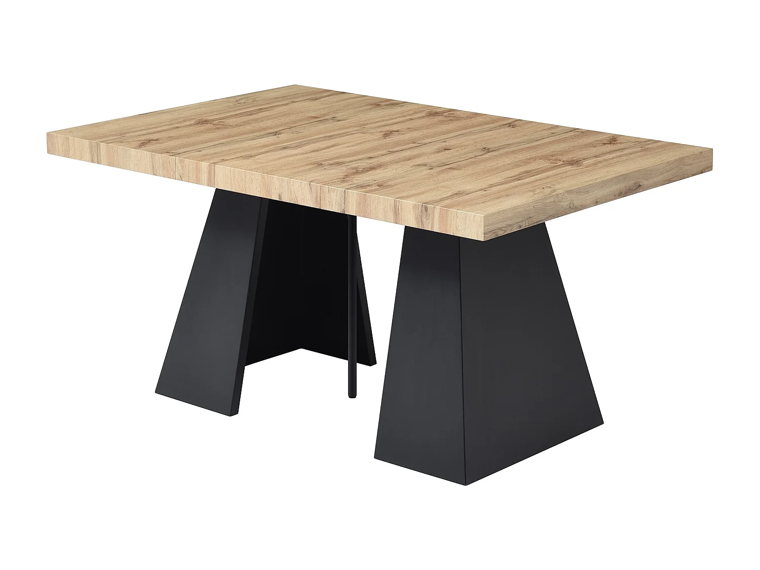 Stół do jadalni rozkładany dla 4 do 10 osób z MDF i metalu - Naturalny i czarny - EMELIA