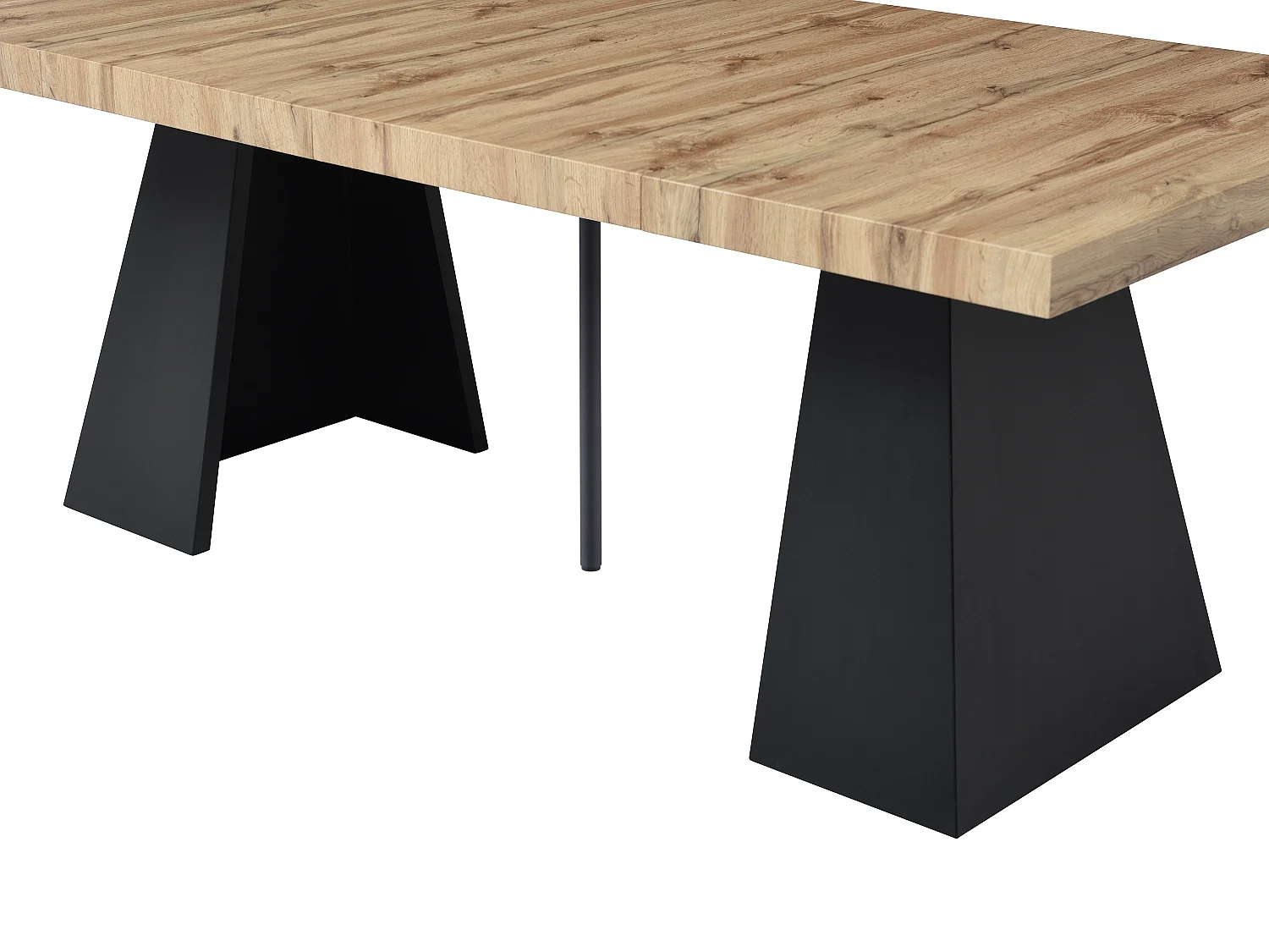 Stół do jadalni rozkładany dla 4 do 10 osób z MDF i metalu - Naturalny i czarny - EMELIA