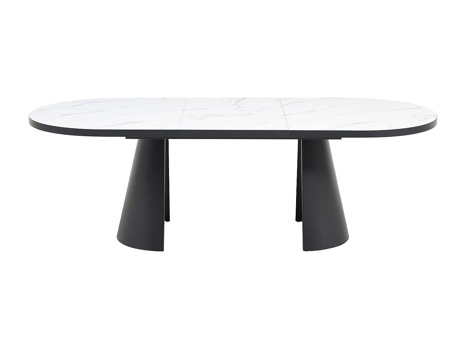 Tavolo da pranzo allungabile da 6 a 10 persone in MDF e Metallo Effetto marmo Bianco e Nero  - KORIZEA