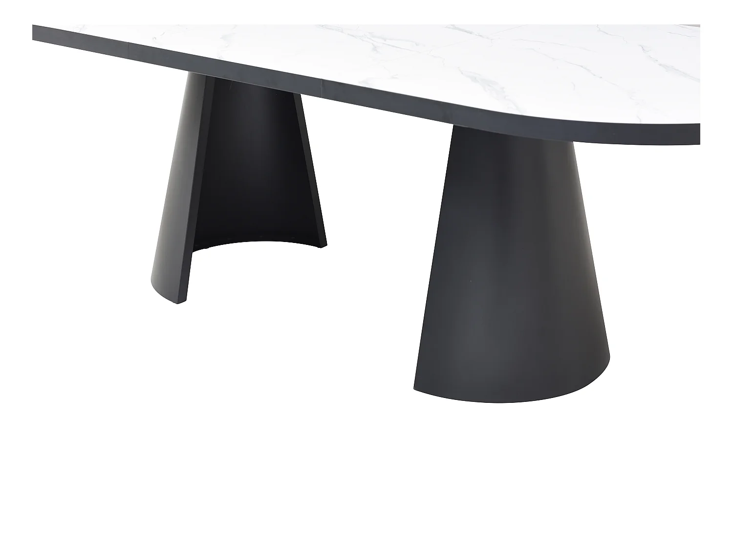 Tavolo da pranzo allungabile da 6 a 10 persone in MDF e Metallo Effetto marmo Bianco e Nero  - KORIZEA