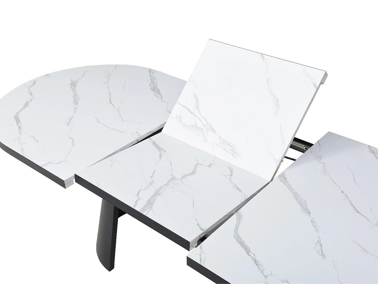 Tavolo da pranzo allungabile da 6 a 10 persone in MDF e Metallo Effetto marmo Bianco e Nero  - KORIZEA