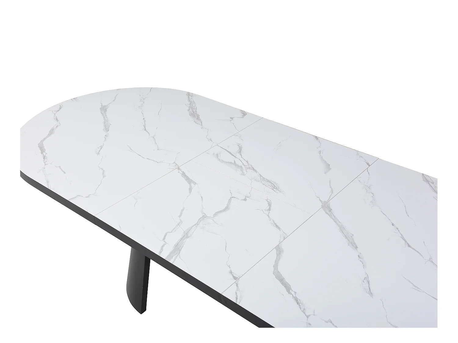Mesa de comedor extensible para 6 a 10 personas en MDF y metal - Efecto mármol blanco y negro - KORIZEA