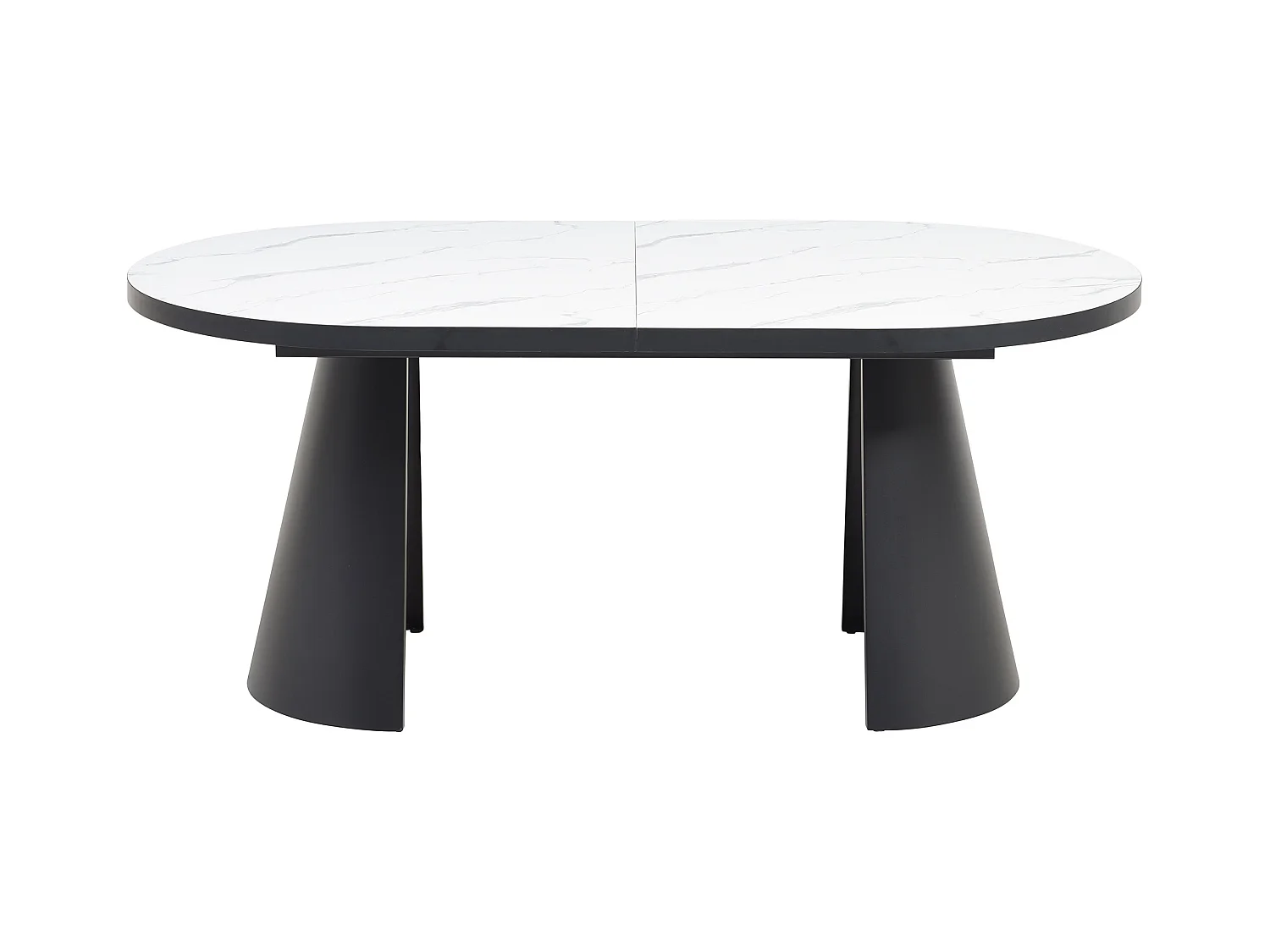 Mesa de comedor extensible para 6 a 10 personas en MDF y metal - Efecto mármol blanco y negro - KORIZEA