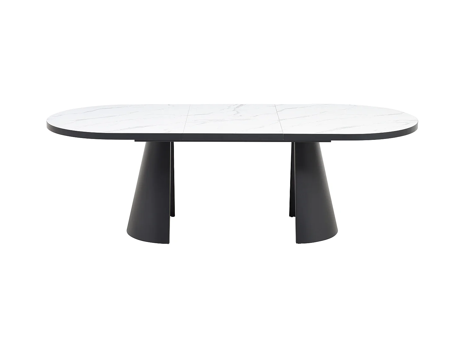 Mesa de comedor extensible para 6 a 10 personas en MDF y metal - Efecto mármol blanco y negro - KORIZEA