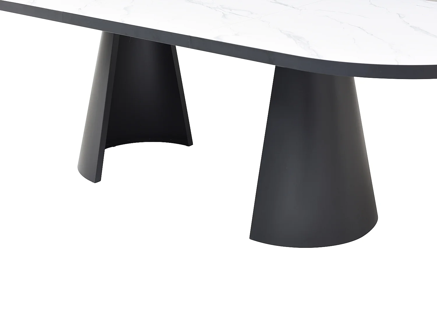 Table à manger extensible 6 à 10 personnes en MDF et métal - Effet marbre blanc et Noir - KORIZEA
