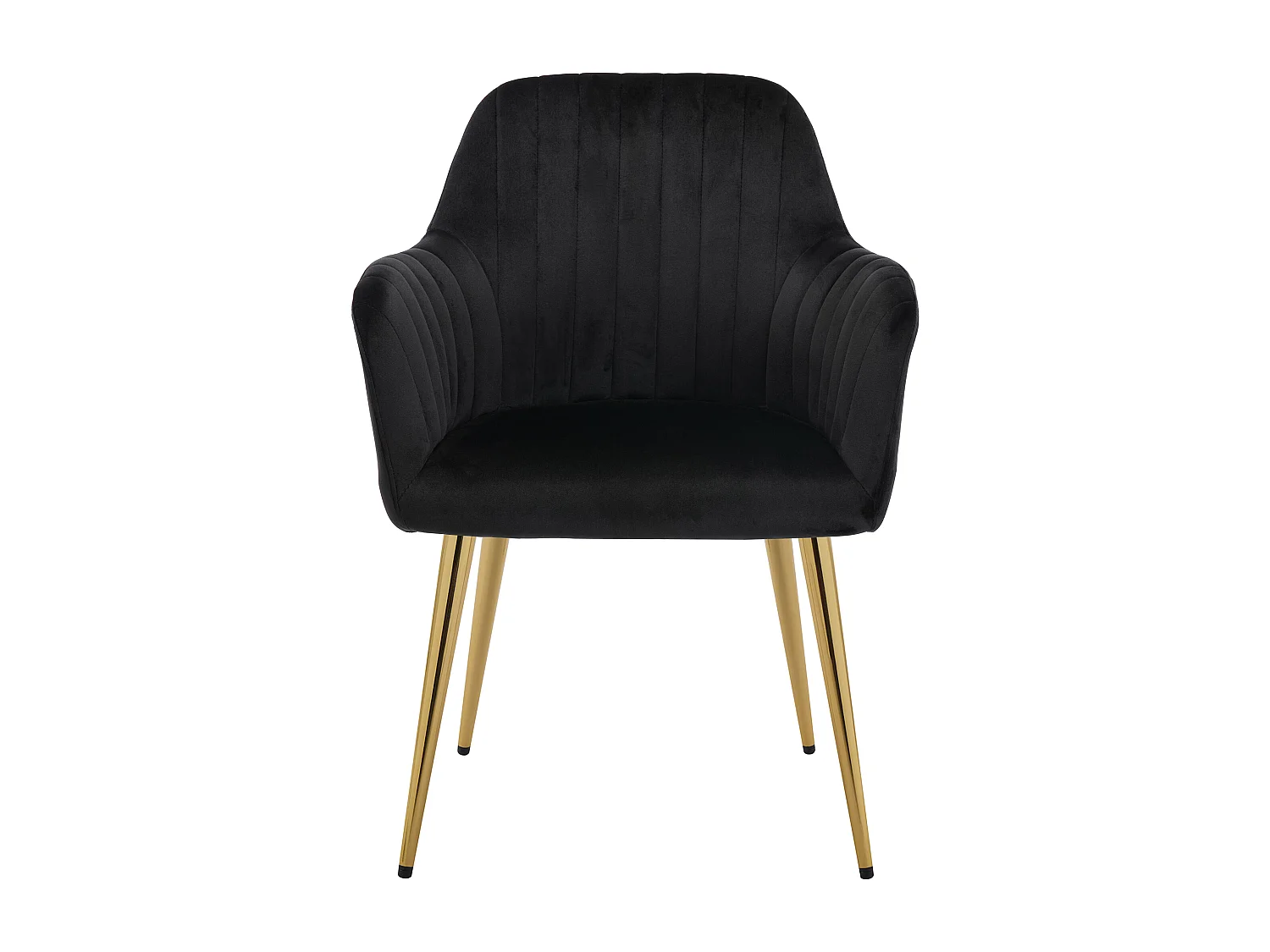 Set van 2 stoelen met armleuningen van velours en goudkleurig metaal - Zwart - ELEANA