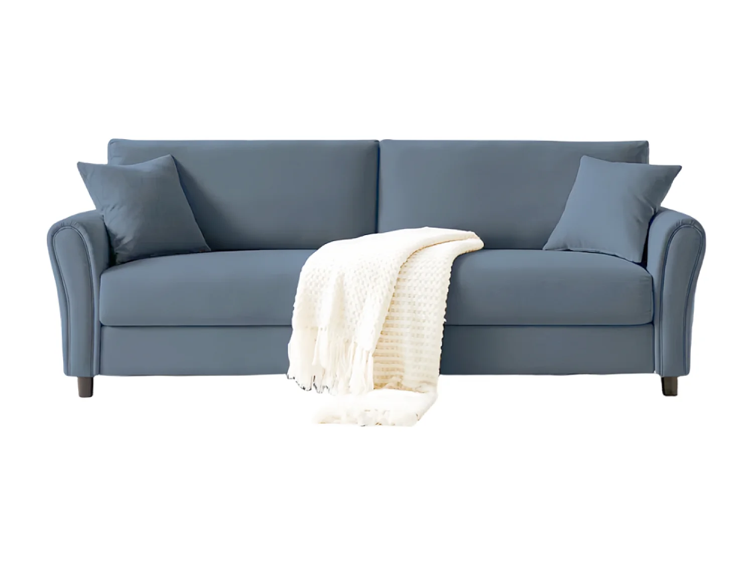 Divano dritto  a 4 posti in tessuto azzurro LUCERNE