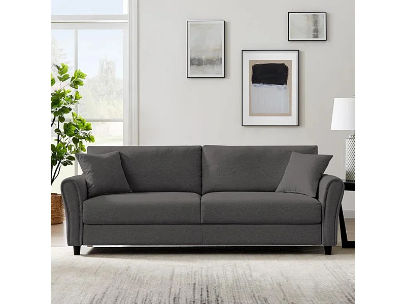 Canapé droit en tissu 4 places gris foncé LUCERNE