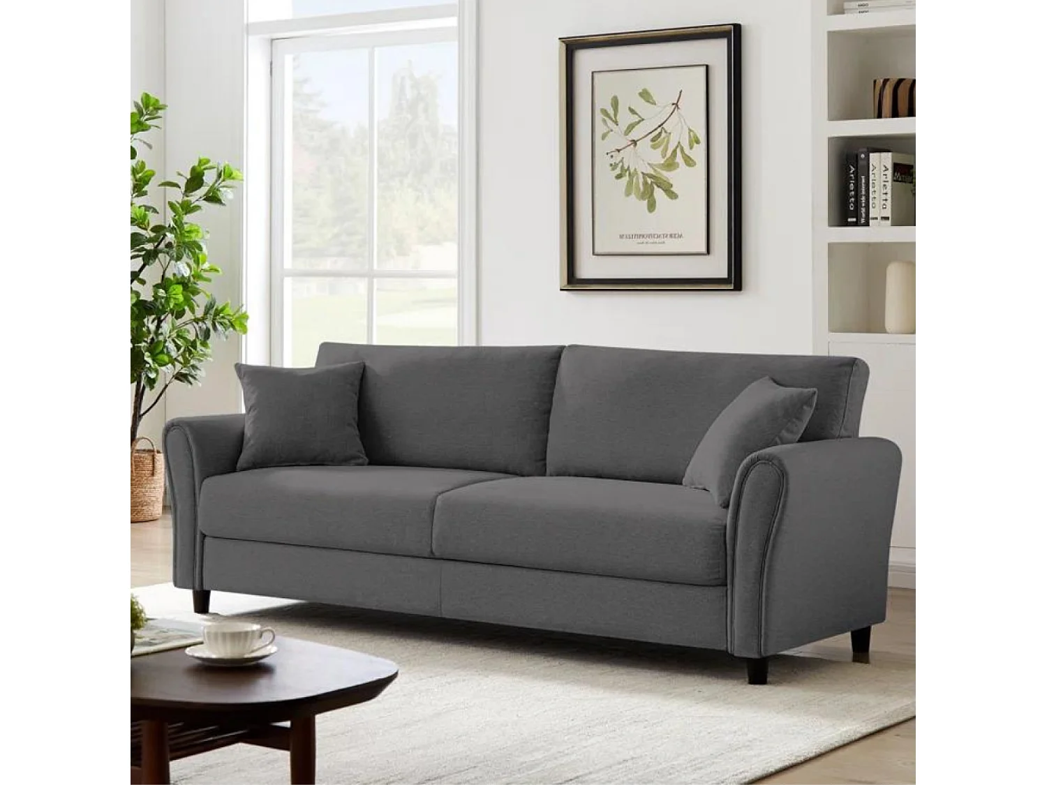 Gerades Sofa aus Stoff 4 Sitzer dunkelgrau LUCERNE