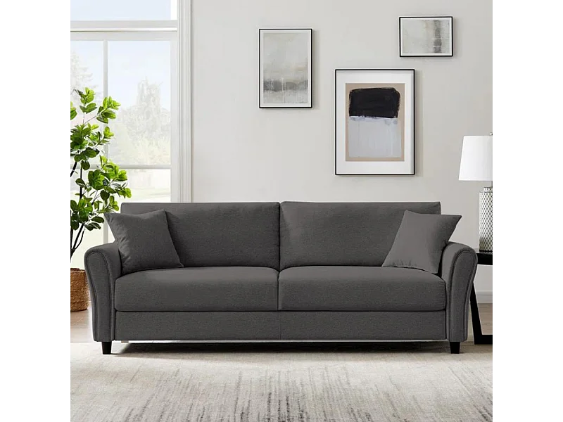 Canapé droit en tissu 4 places gris foncé LUCERNE