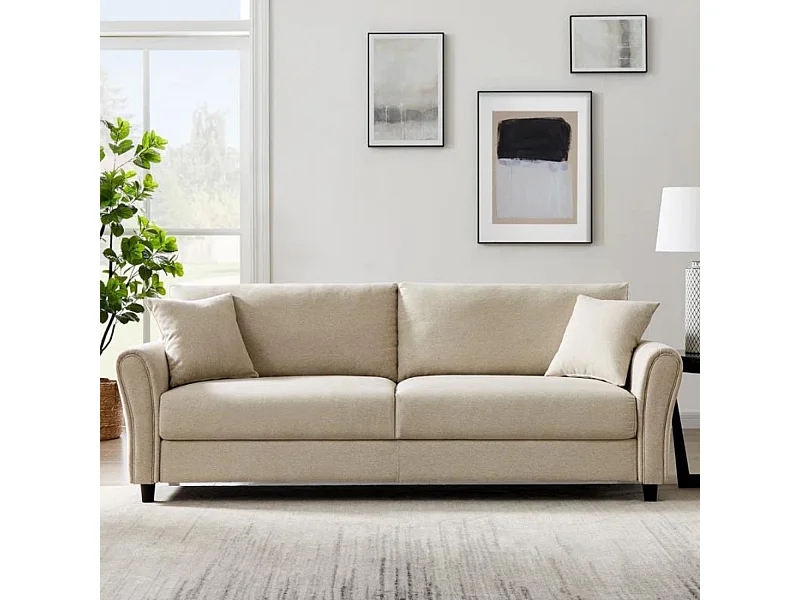 Gerades Sofa aus Stoff 4 Sitzer beige LUCERNE