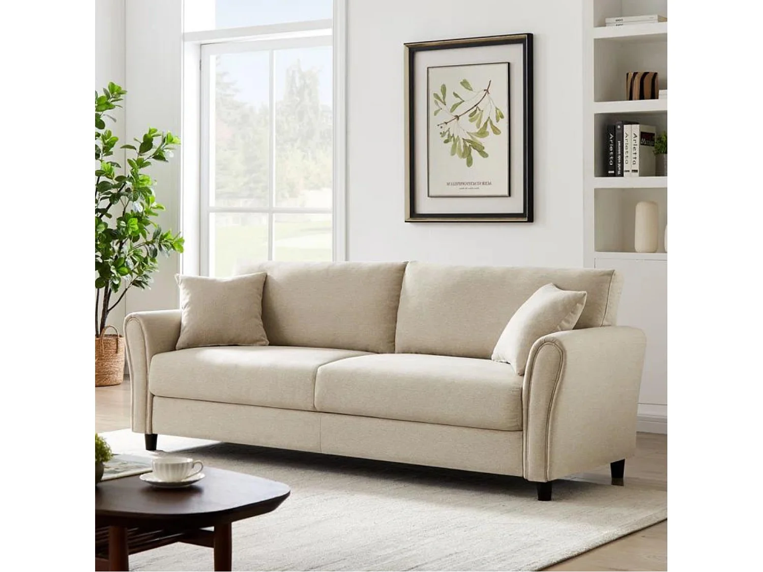 Gerades Sofa aus Stoff 4 Sitzer beige LUCERNE