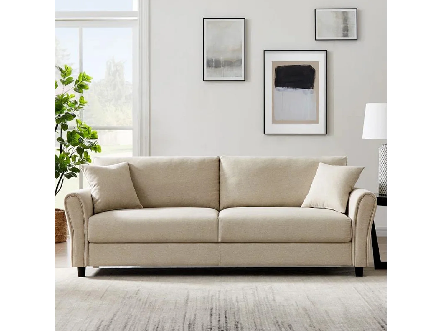 Gerades Sofa aus Stoff 4 Sitzer beige LUCERNE