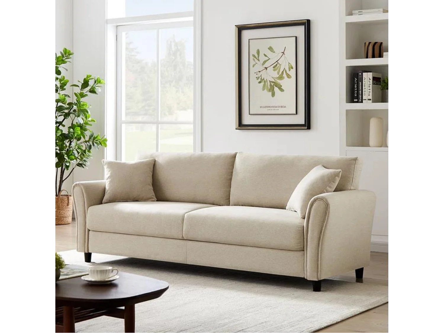 Gerades Sofa aus Stoff 4 Sitzer beige LUCERNE