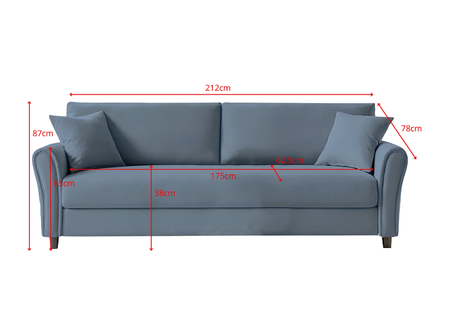 Canapé droit en tissu 4 places gris clair LUCERNE