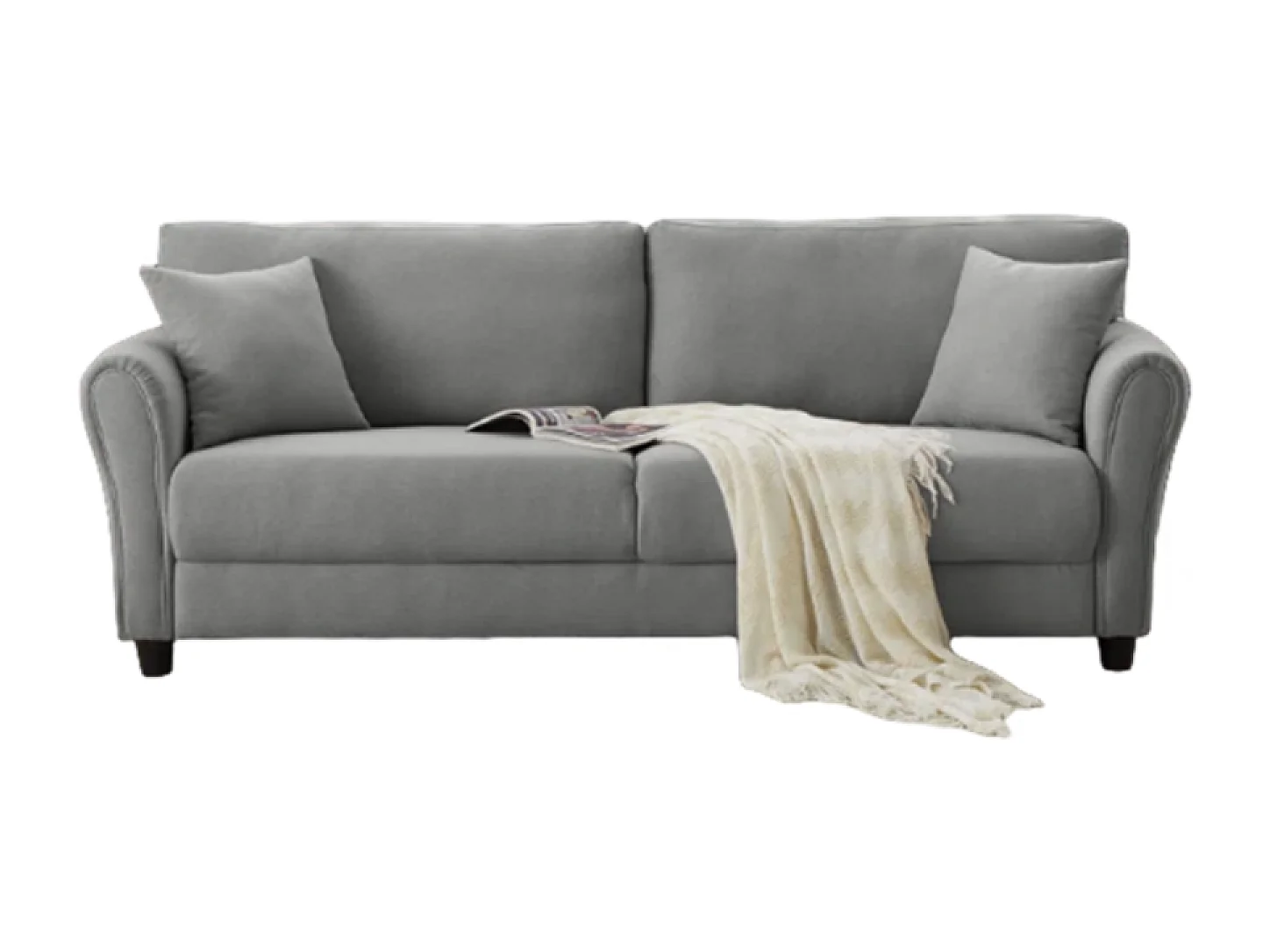 Canapé 4 places en tissu gris clair LUCERNE