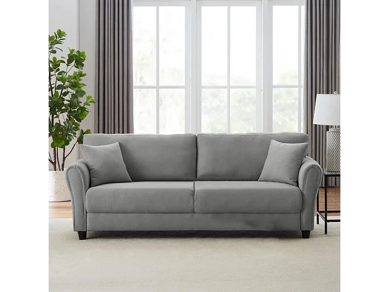 Gerades Sofa aus Stoff 4 Sitzer hellgrau LECERNE