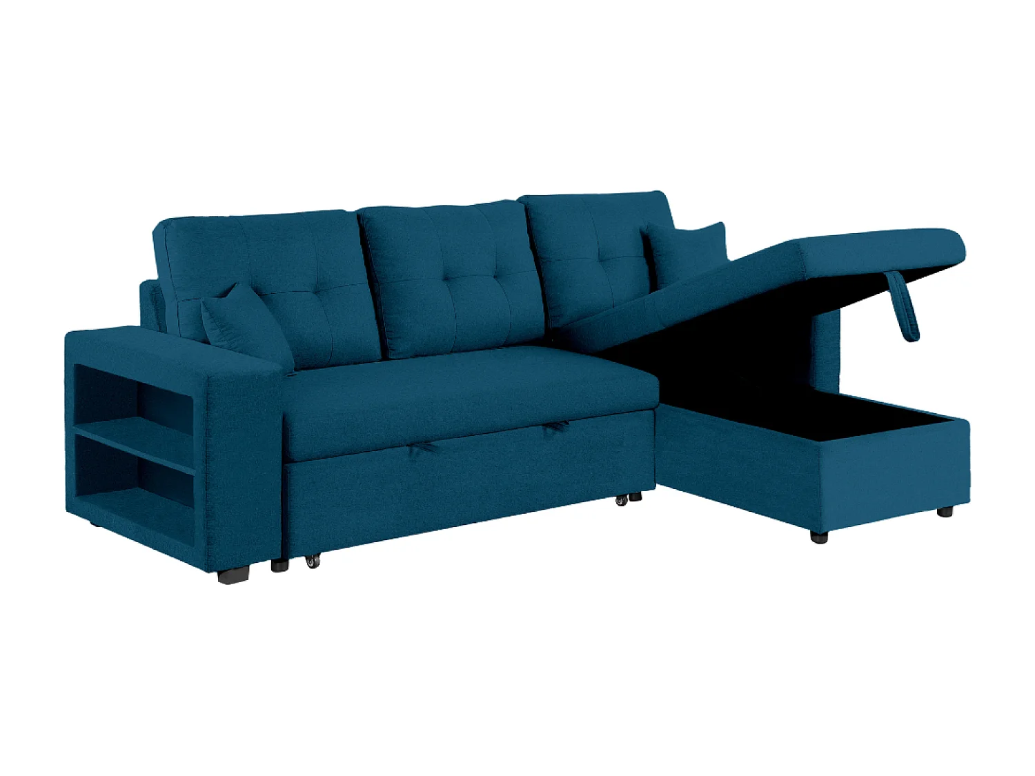 Canapé d'angle convertible bleu 4 places GLASGOW