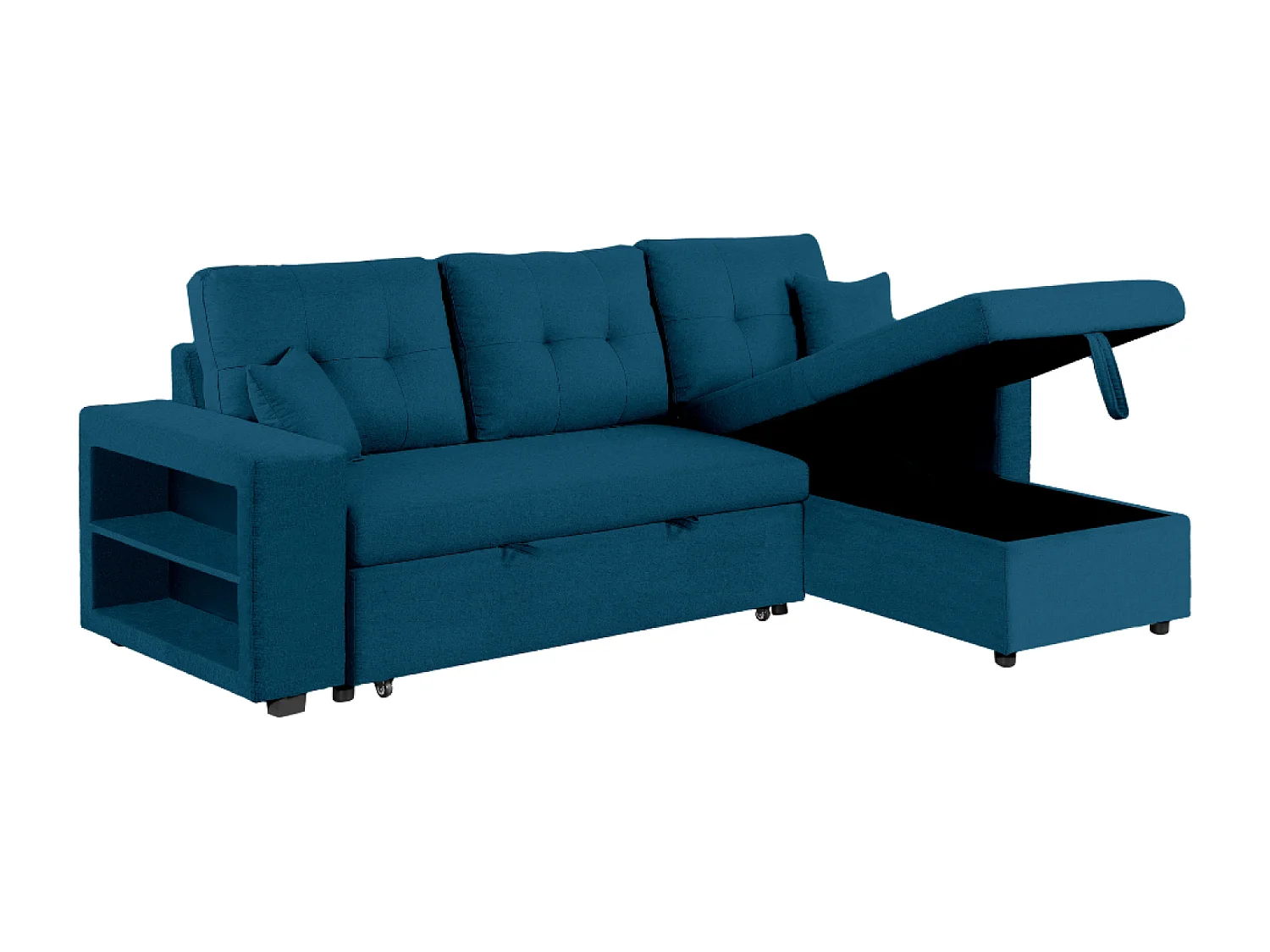 Canapé d'angle convertible bleu 4 places GLASGOW