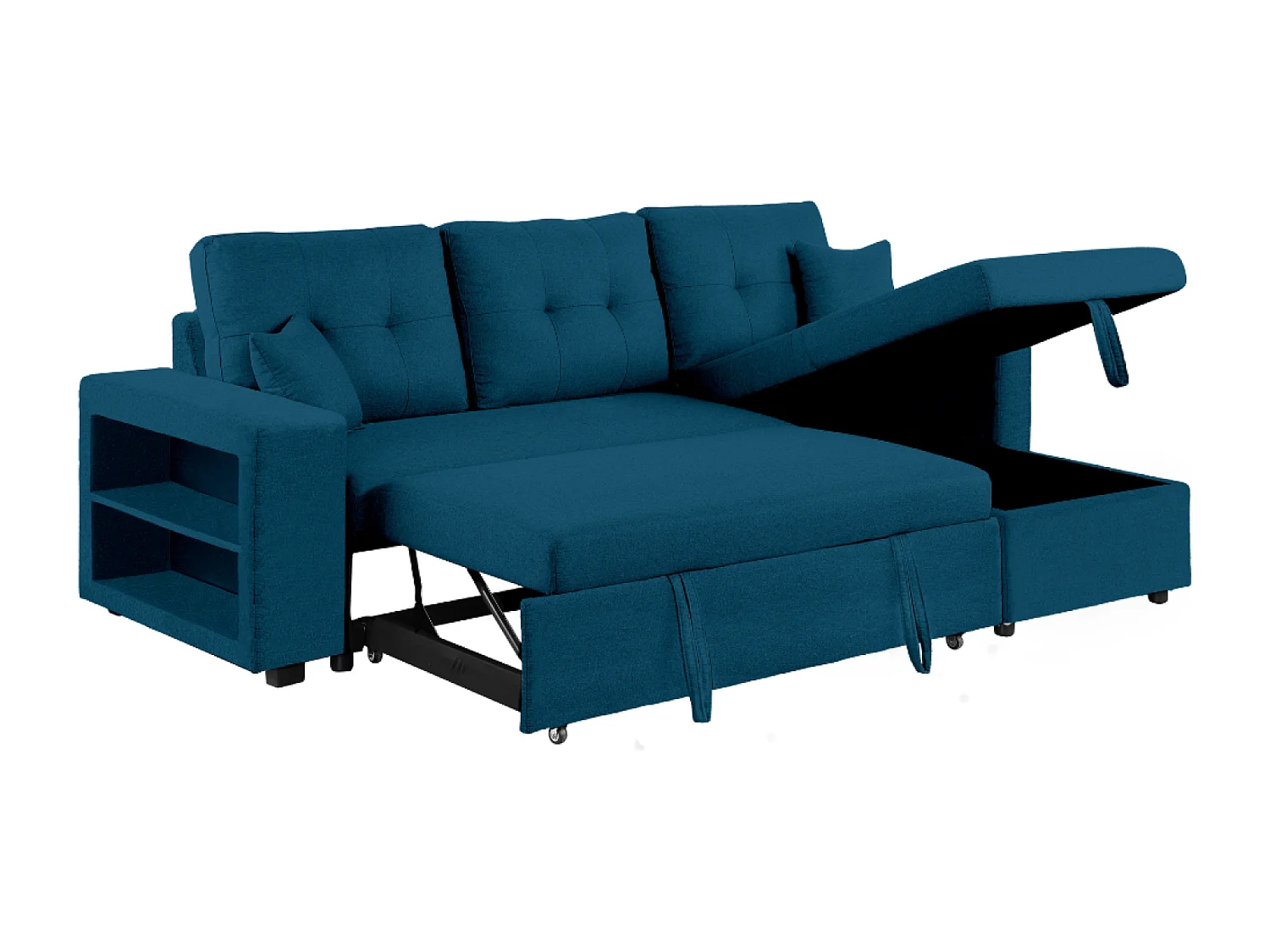 Canapé d'angle convertible bleu 4 places GLASGOW