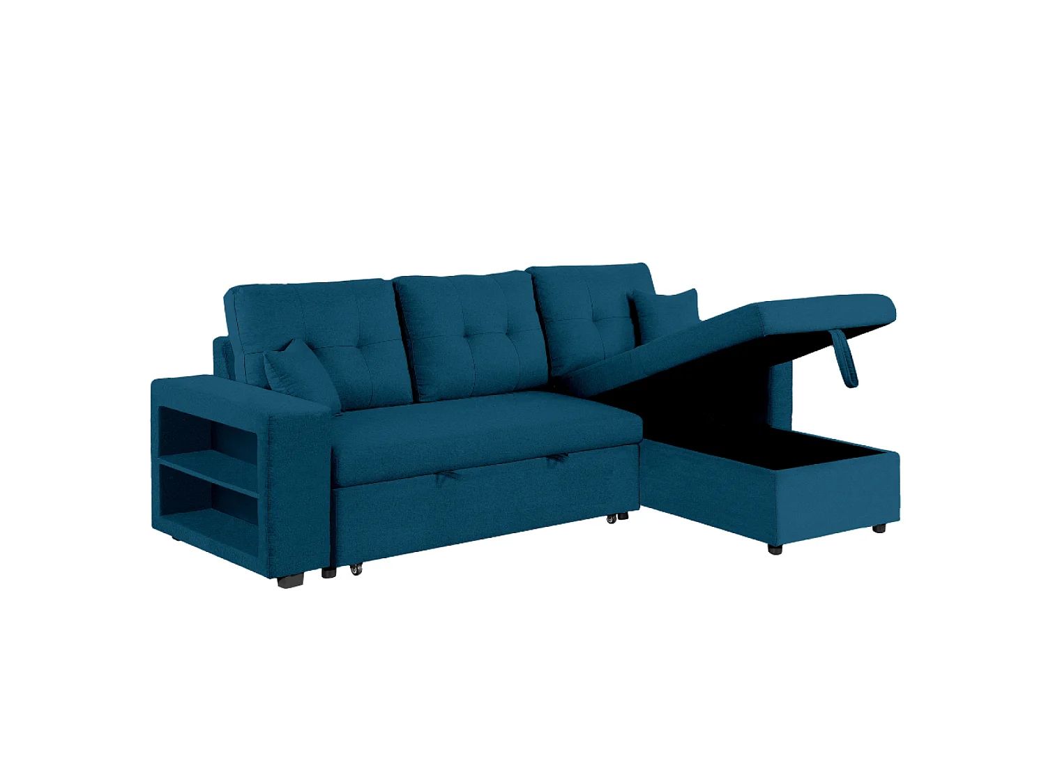 Canapé d'angle convertible bleu 4 places GLASGOW