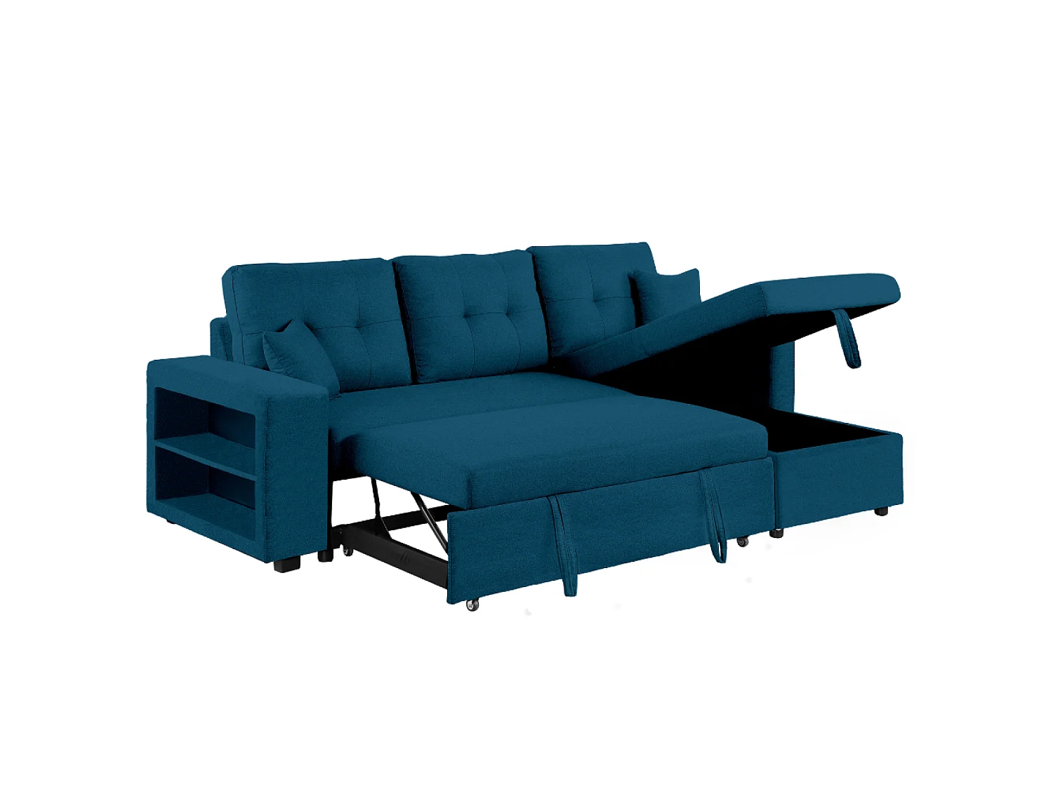 Canapé d'angle convertible bleu 4 places GLASGOW